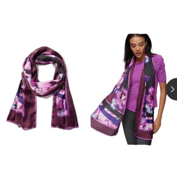 White House Black Mark Exotic Viola Oblong Scarf O/S $79 - Picture 2 of 3